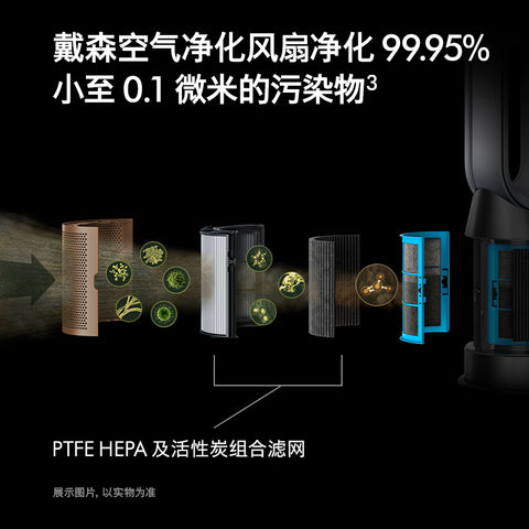 戴森(Dyson)空气净化风扇HP09 取暖净化凉风扇三合一 监测并除甲醛 整屋循环净化空气净化器 电风扇 黑金色持久监测甲醛；戴森空气净化器